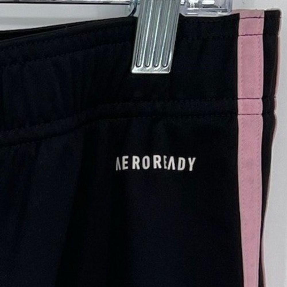 Adidas Women's Black Pink 3-Stripe Aeroready Athletic Shorts Size Large - Picture 3 of 5
